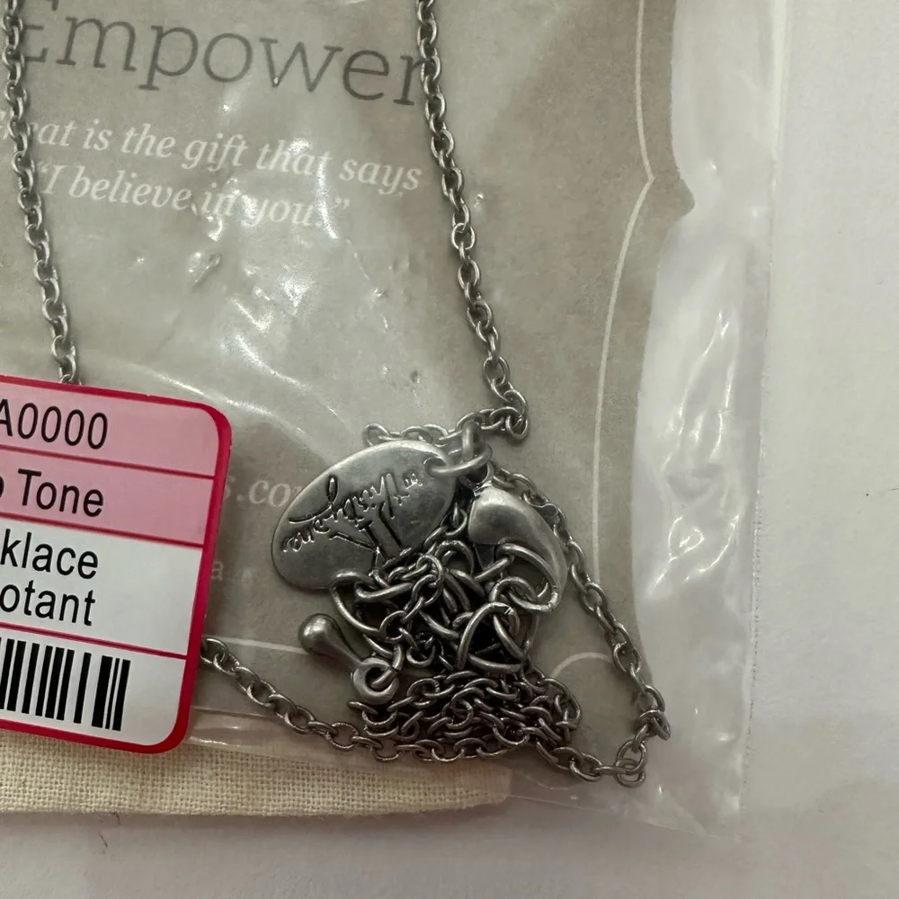 JK by Thirty-one Whisper Heart Necklace & Gift Bag Two Tone 18” Gold Silver